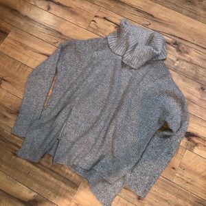 Gray Turtleneck Sweater With Zipper